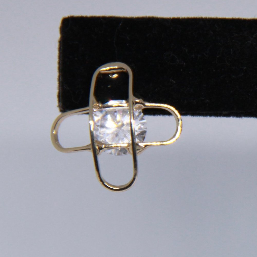 Gold and Rhinestone Cross Studs